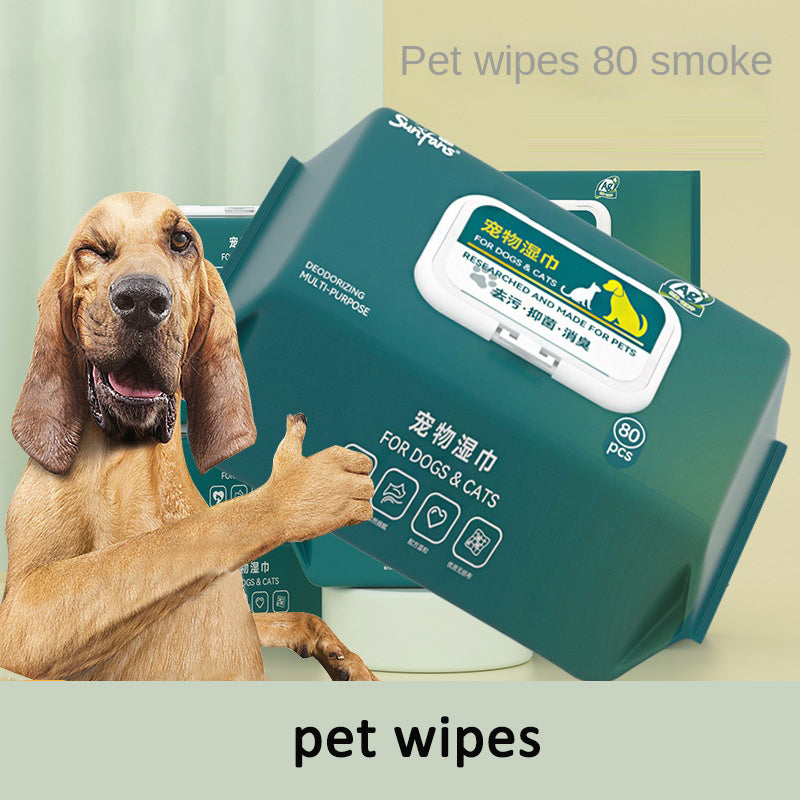 Pet Wet Wipes 80 Sheets Dog Cat Wet Tissues No Rinse Cleaning Eye Tear Stains Body Supplies Wet Tissues