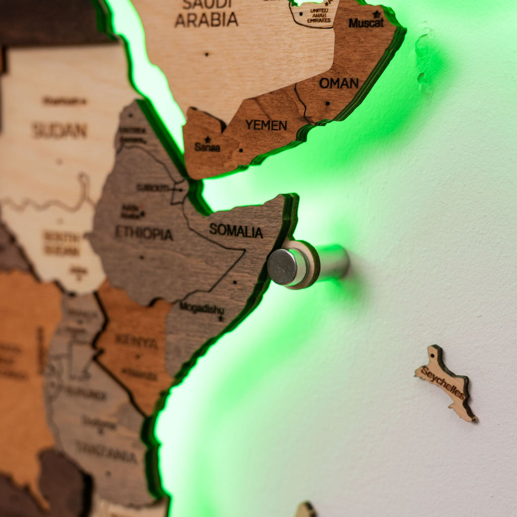 3D LED Wooden World Map 3.0 Multicolor