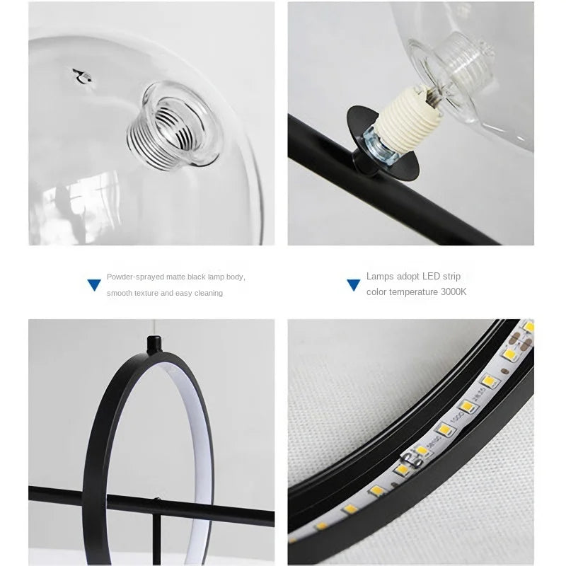 Contemporary LED Glass Ball Pendant Lamps - Elegant Lighting for Dining, Kitchen, and Home Decor