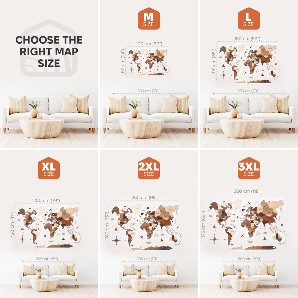 3D LED Wooden World Map 3.0 Multicolor