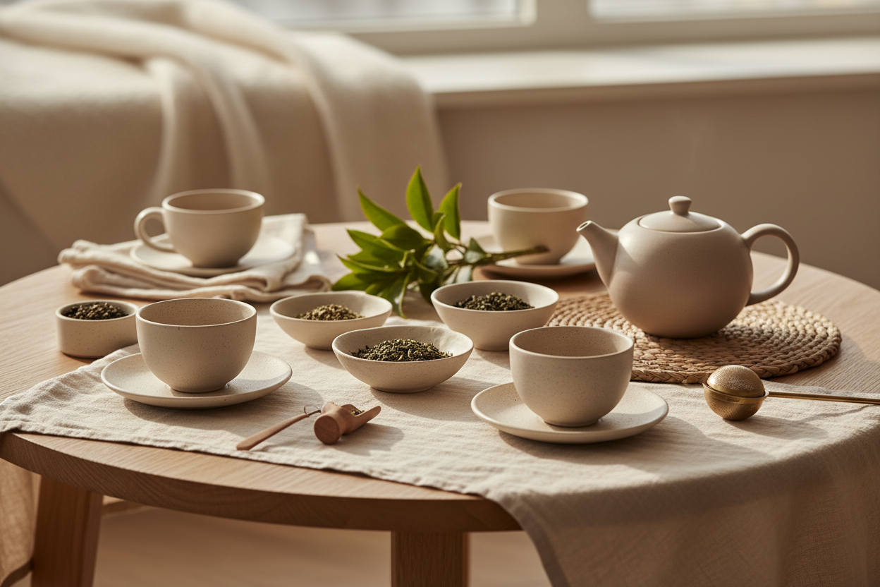 Tea party with nude beige tones